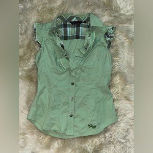 Vintage Coogi button down ruffled blouse